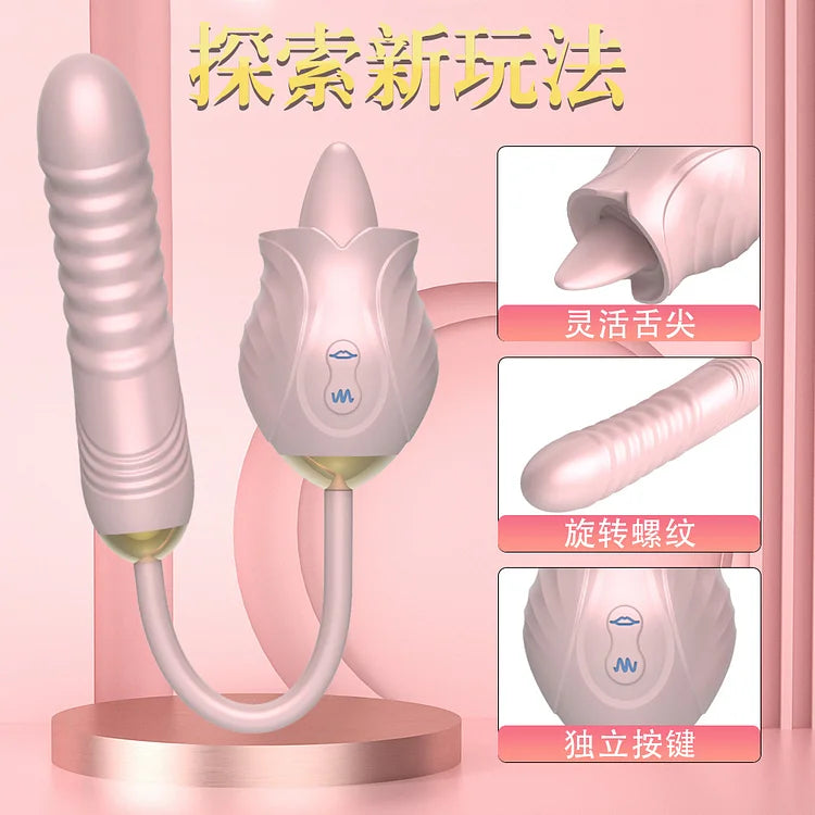 Rose New Product Manting Flower Generation 6 G-spot Tongue Lick Vibration Constant Temperature Double Headed Female Masturbation Female Sex Toy