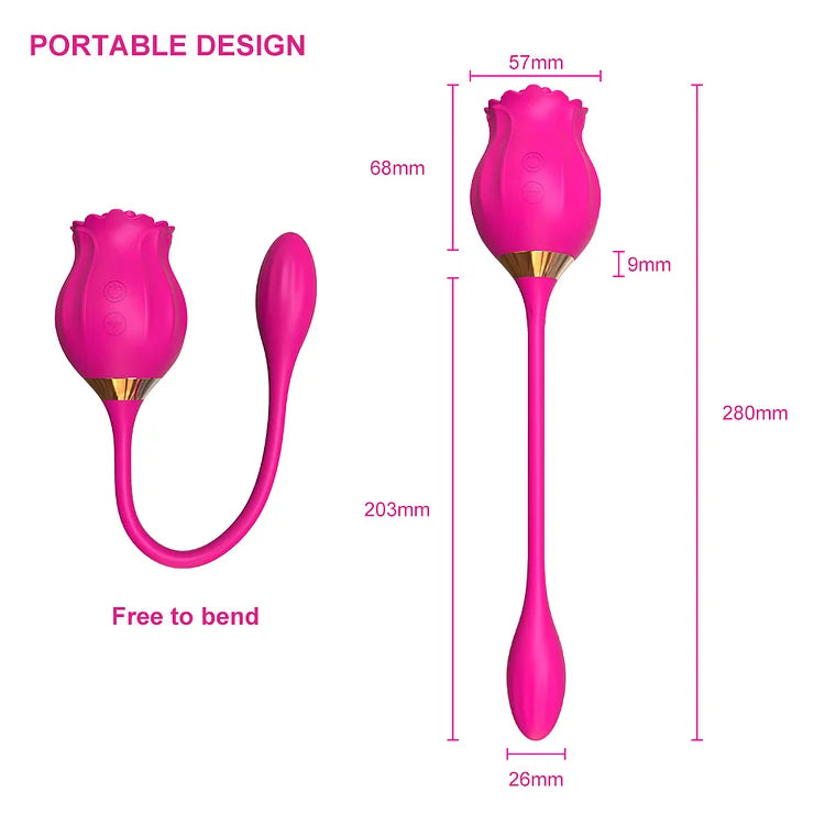 New Rose 2 In 1 Sucking Vibrator With Bud Skipping Egg