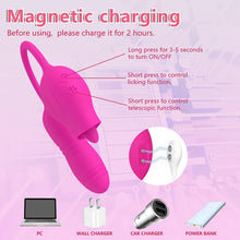 Load image into Gallery viewer, Rose Shape Licking Tongue Vibrator With Nipple Clit Stimulator Thrusting Dildo