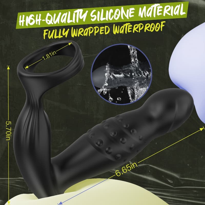 360° Rotating and Vibrating Anal Vibrator with Silicone Cock Ring