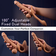 Load image into Gallery viewer, Jessell 9 Vibrating Telescopic Clitoral Strap On Adjustable Lifelike Dildo Rabbit Ear Double Ended