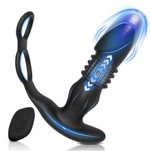 Load image into Gallery viewer, Vibrating Thrusting Prostate Massager Anal Vibrator with 2 Vibrating Cock Ring