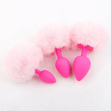 Load image into Gallery viewer, Pure Love Fluffy Bunny Tail, Silicone Anal Butt Plug, 3 Color, Adult Sex Toy