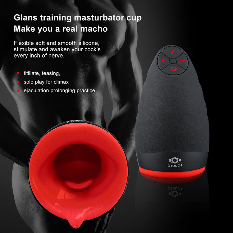 Hot Kiss Cup Men's Silicone Full-automatic Heated Oral Sex Apparatus Three-point Deep Throat Tongue Lick 6-frequency Vibration Level 3 Strength