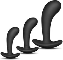 Load image into Gallery viewer, Silicone Anal Plugs Training Set with Flared Base Prostate Sex Toys