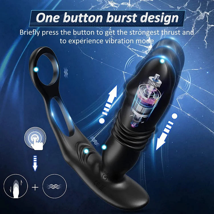 Double-ring 3-in-1 Remote-control Telescopic Vibration Prostate Massager