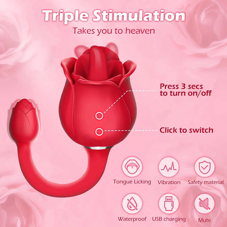 S361-5 Tongue-licking Rose Toy With Vibrating Bud