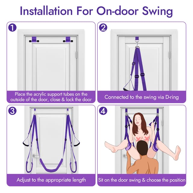 Door Swing - Upgraded Sex Swing with Hand Rings, Black and Purple