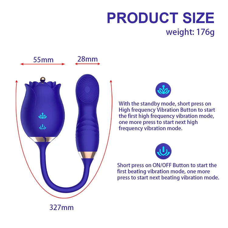 Rose Telescopic Clitoris Stimulator Vibrators Sex Toys For Women 8.0