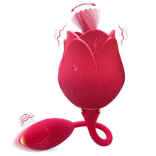 Load image into Gallery viewer, Rose Double Head Tongue Licking Vibrator With Vibrating Egg Bullet