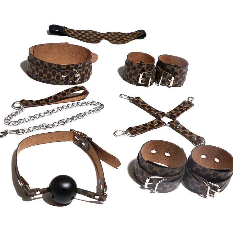 Bondage PU Leather Handcuff and Ankle Kit Gag Erotic Adult Toy SM Adult Games