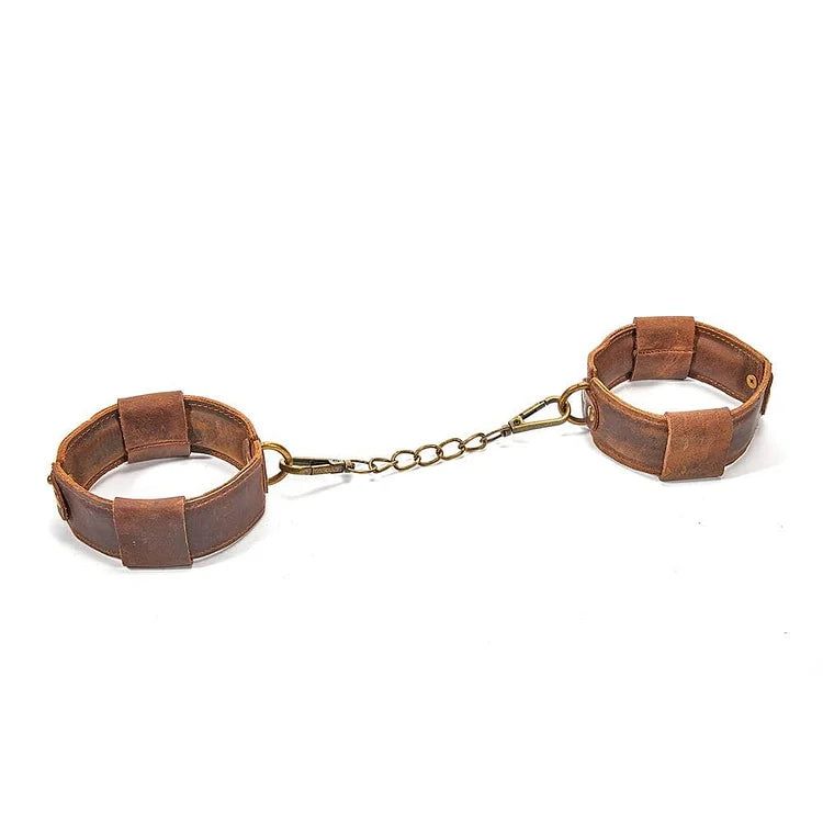 Brown Leather Adjustable Ankle Cuffs Sm Toy