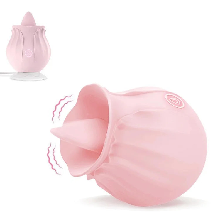 Rechargeable Licking Silicone Rose Flower Toy