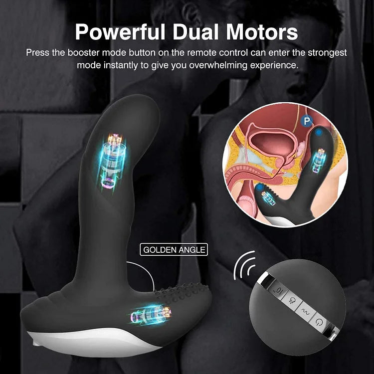 Wiggle-Motion Dual Motors Vibrating Anal Vibrator for Men with Remote Control Heating Anal Vibrators Butt Plug Prostate Massager Stimulator