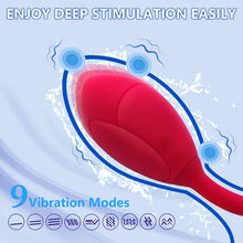 Load image into Gallery viewer, Rose Double Head Tongue Licking Vibrator With Vibrating Egg Bullet