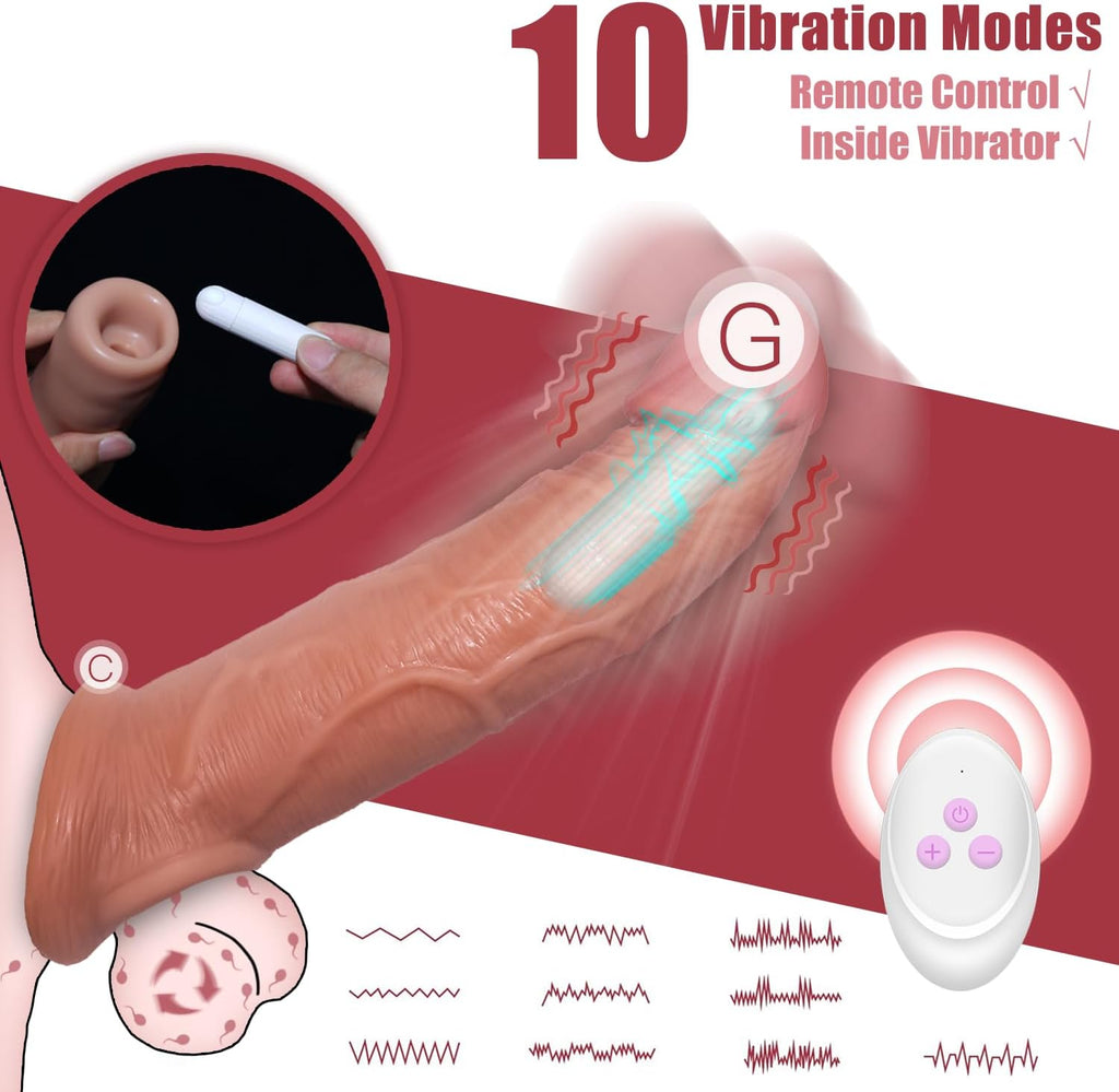 8 Inch Vibrating Penis Sleeve with 10 Vibration Modes