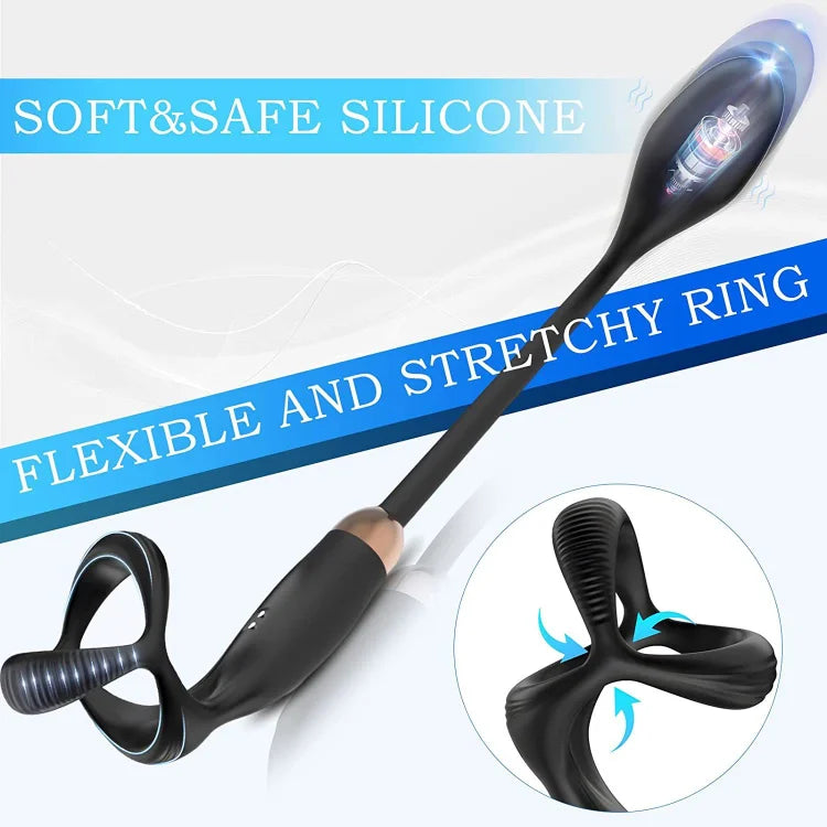 Prostate Massager Anal Vibrator Double Ring Butt Plug Wireless Remote