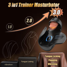 Load image into Gallery viewer, 10X Vibrating Tongue-licking &amp; Tapping  Male Stroker Trainer