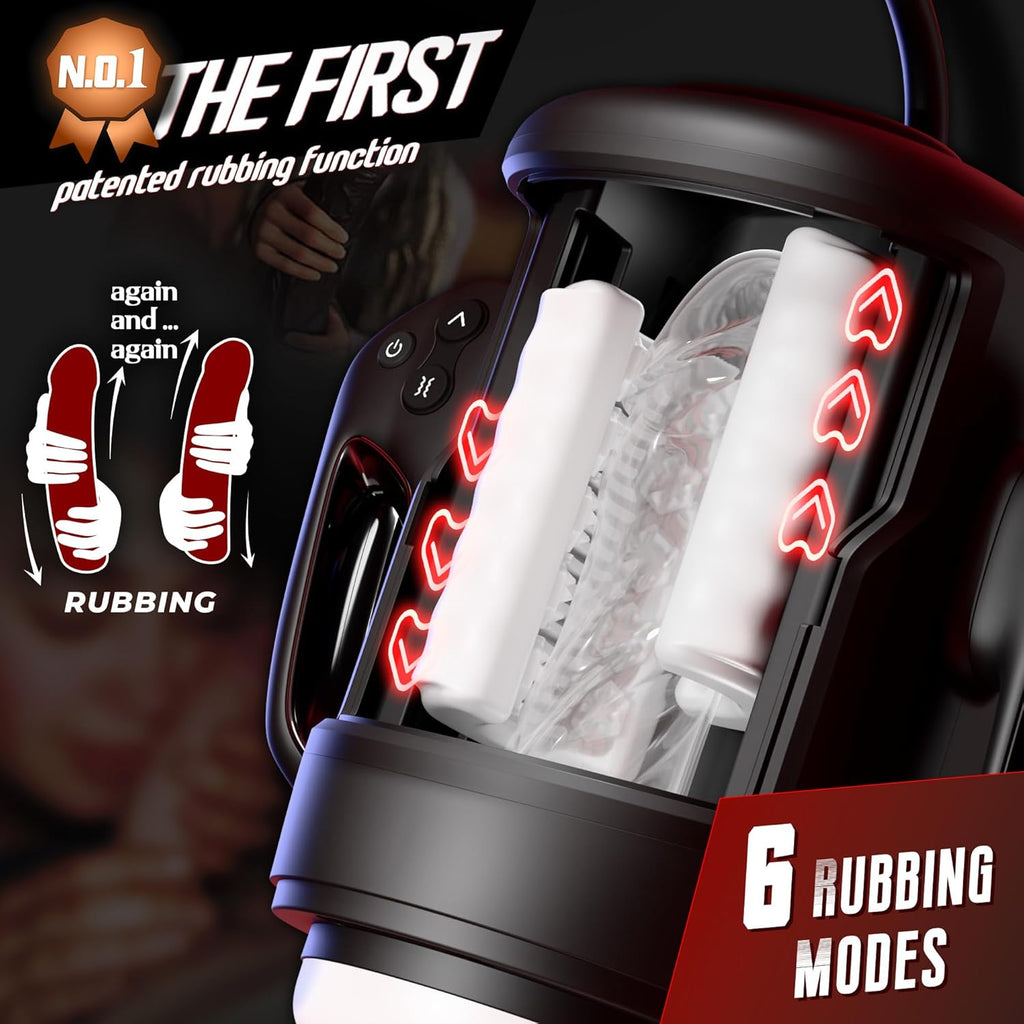 10X Vibrating & 6 Rubbing 3 in 1 Phone Holder Masturbator Cup