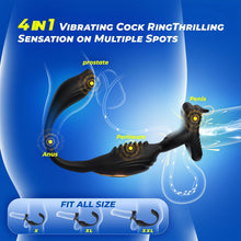 Load image into Gallery viewer, 7 Vibrating Prostate Massager 4 in 1- Multiple Stimulation Cock Ring