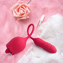 Load image into Gallery viewer, Rose Female Tongue Licking Egg Jumping Telescopic Masturbation Device Double-headed Vibrating Sex Toy