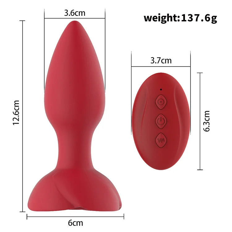 Rose Anal Plug Silicone Backyard Vibration Anal Plug With Remote Control