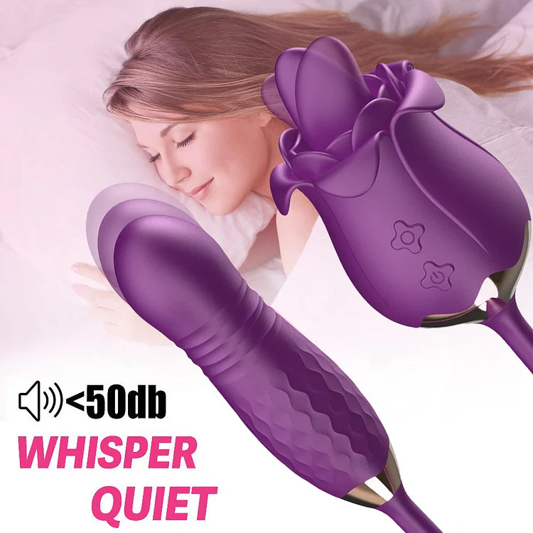 New Rose Tongue Licking Vibrator With A Thrusting Bullet