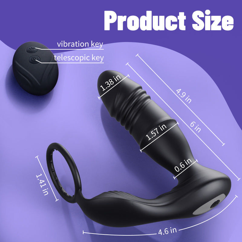 APP/Controller & 9-Telescopic / Vibration & Penis Ring Locking Prostate Massager