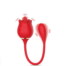 Load image into Gallery viewer, 2 In 1 Rose Clitoris Vibrator Tongue Licking Thrusting Vibrator Nipple Stimulator