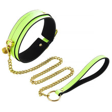 Load image into Gallery viewer, Luminous Pu Leather Chain Collar With Leash Bdsm Bondage