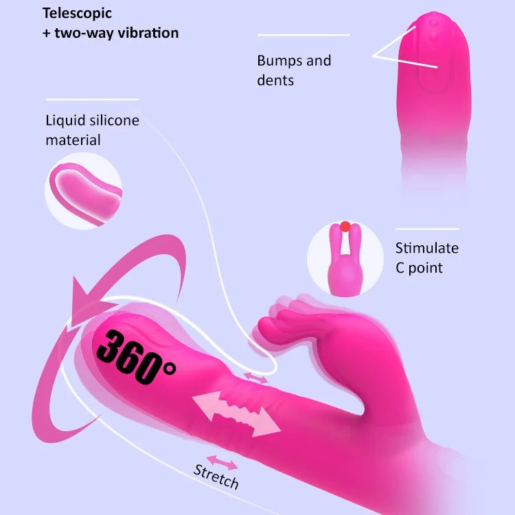 Rain Love Thrusting Strong Shock Rabbit Vibrator With Suction Cup