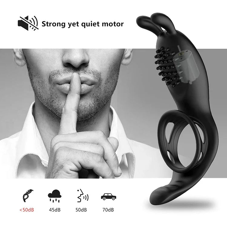 9 Frequency Vibrating Rabbit Ear Cock Ring