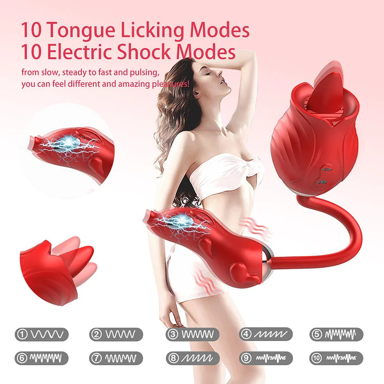 New Rose Double Head Tongue Licking Vibration Jump Egg For Women