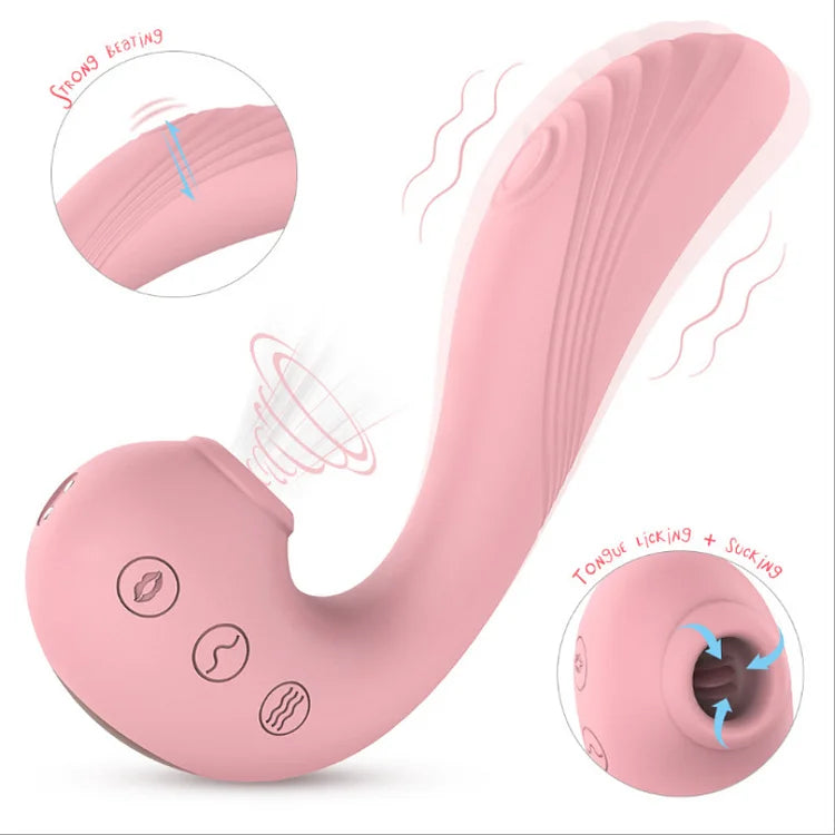 3 in 1 Clitoral Sucking & Licking Vibrator - G Spot Flapping & Vibrating Dildo Vibrators , Rechargable & Waterproof