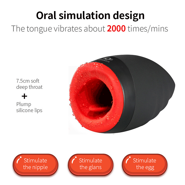 Hot Kiss Cup Men's Silicone Full-automatic Heated Oral Sex Apparatus Three-point Deep Throat Tongue Lick 6-frequency Vibration Level 3 Strength