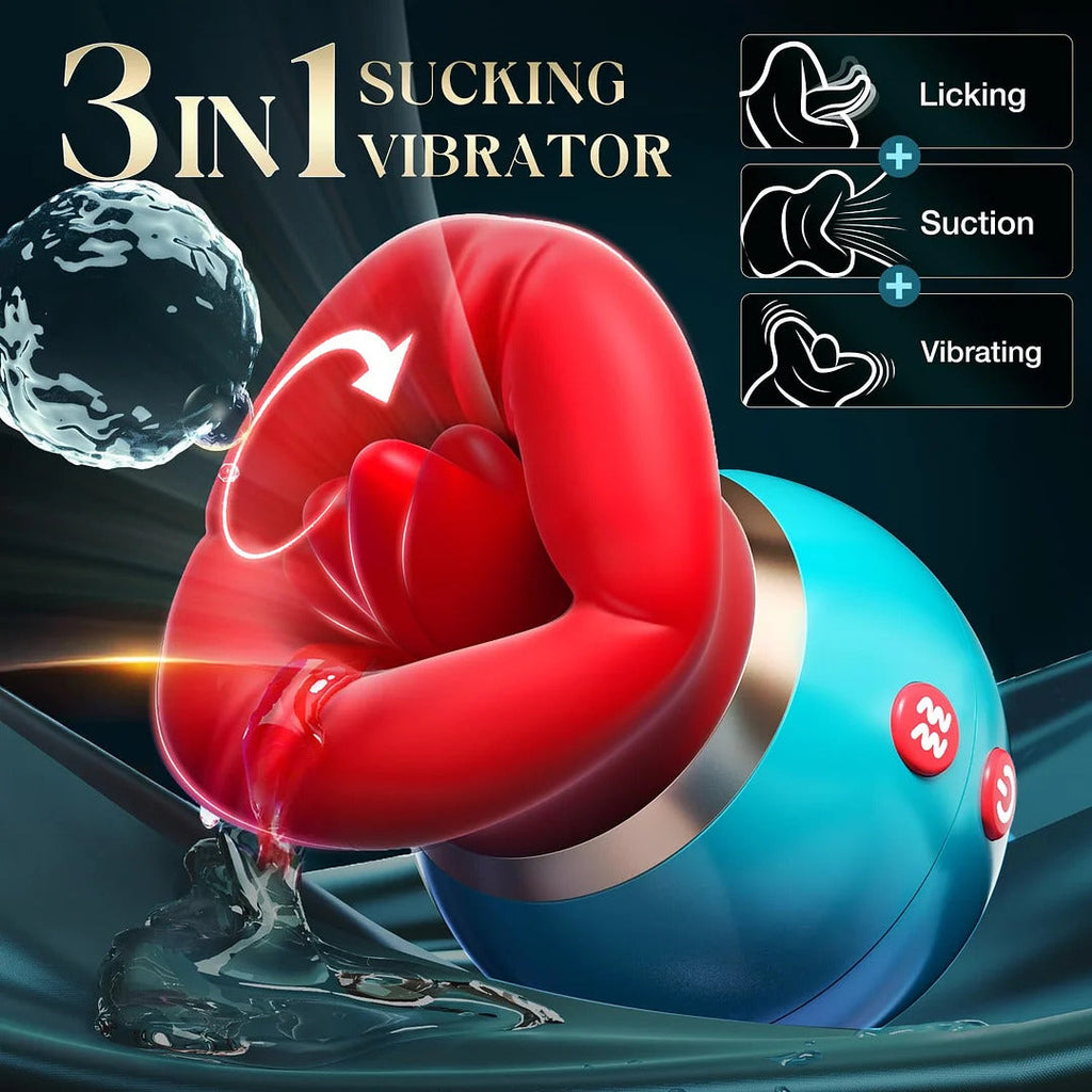 3in1 App Remote Control Big Mouth Vibrator With 360° Tongue Licking & Sucking & Vibrating