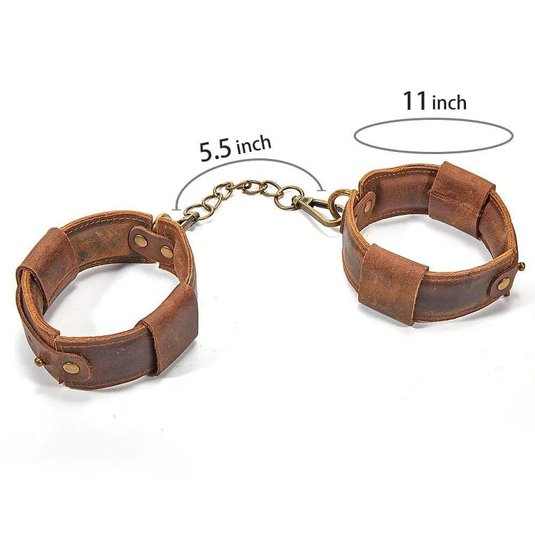 Brown Leather Adjustable Ankle Cuffs Sm Toy