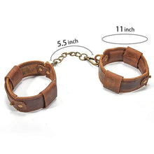 Load image into Gallery viewer, Brown Leather Adjustable Ankle Cuffs Sm Toy