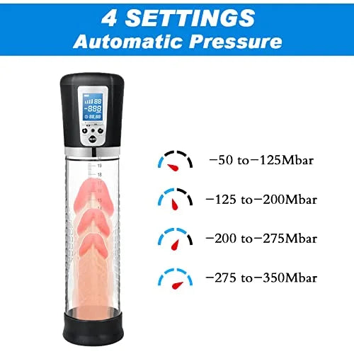 Electric Penis Vacuum Pump with 4 Suction Intensities Rechargeable