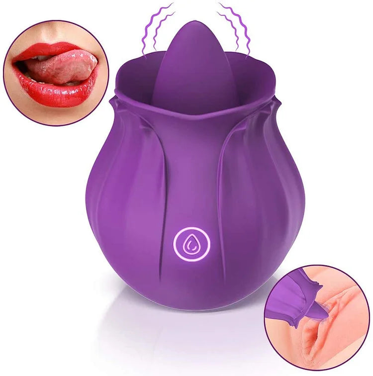 Rechargeable Licking Silicone Rose Flower Toy