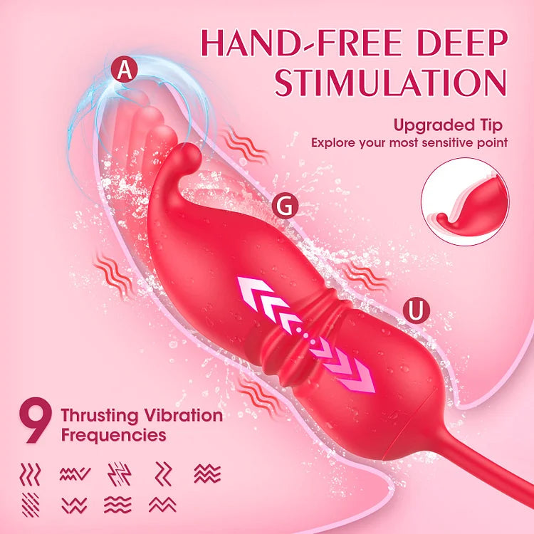 3 In 1 Rose Toy Thrusting Dildo Vibrator G Spot Clit Bullet Vibrators