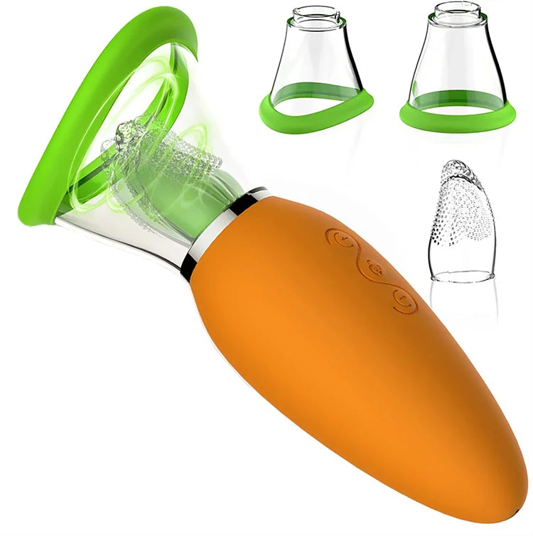 Carrot Vibrator Female Masturbator Vibration Av Automatic Heating Sucking Tongue Licker Pluggable