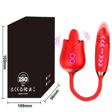 Load image into Gallery viewer, 2 In 1 Rose Toy Tongue Licking Rose Vibrator With Telescopic Bullet