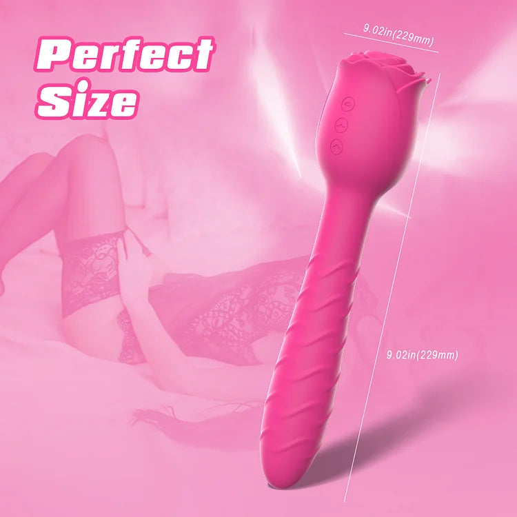 D3621 Scarlet 3-in-1 Telescopic Sucking And Shocking Handle Rose Vibrator