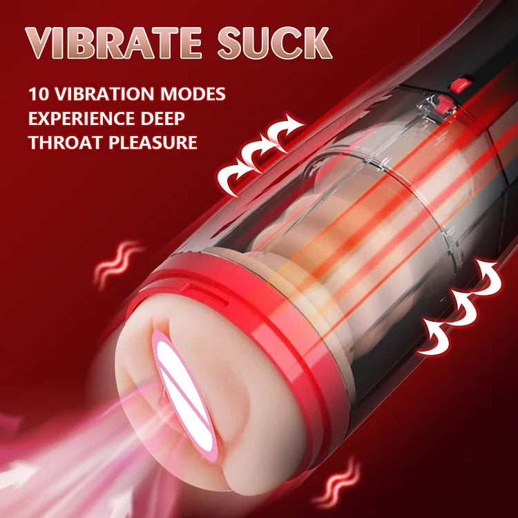 Telescopic Vibrating Masturbation Cup Male Penis Exerciser