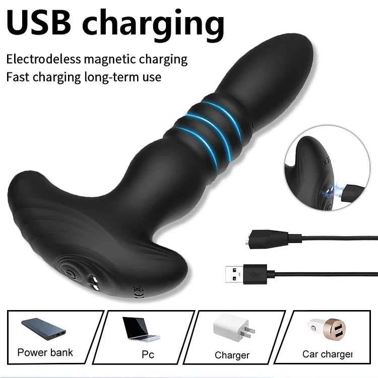 Wireless Remote Telescopic Vibrating Butt Plug Anal Sex Toys Prostate Massager