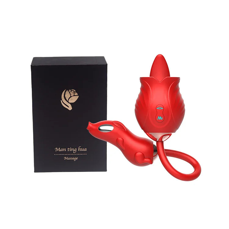 New Rose Double Head Tongue Licking Vibration Jump Egg For Women